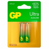 Батарейки КОМПЛЕКТ 2 шт., GP Ultra G-Tech, AA (LR6,15А), алкалиновые, пальчиковые, 15AUA21-2CRSBC2 - Премиум Сервис