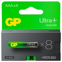 Батарейки КОМПЛЕКТ 8 шт., GP Ultra Plus G-Tech, AAA (LR03), алкалиновые, мизинчиковые, 24AUPA21-2CRB8 - Премиум Сервис