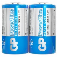 Батарейки КОМПЛЕКТ 2 шт., GP PowerPlus D (13C), солевые, в пленке, 13CEBRA-2S2 - Премиум Сервис