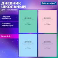 Дневник 1-11 класс 40 л., твердый, BRAUBERG, матовая ламинация, АССОРТИ, 107165 - Премиум Сервис