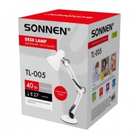 Настольная лампа-светильник SONNEN TL-005, подставка, 40 Вт, Е27, белый, высота 50 см, 237647 - Премиум Сервис