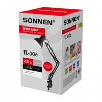 Настольная лампа-светильник SONNEN TL-006, струбцина, 40 Вт, Е27, черный, высота 50 см, 237648 - Премиум Сервис