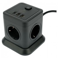 ������� ������ CABLEXPERT Tower, 4 �������, 10�, 1xType-C PD, 20��, 2�USB, 2�, ������, TWR-4-CU2-B-2 - ������� ������