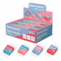 Ластик BRAUBERG PASTEL COLOR DUO, 34х34х14 мм, ЭКО-ПВХ, ассорти, 272733 - Премиум Сервис