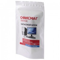 Салфетки для экранов всех типов и пластика (запасной блок) ОФИСМАГ, пакет 100 шт., влажные, 511686 - Премиум Сервис