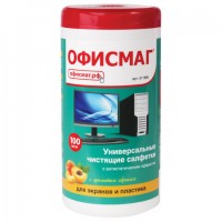 Салфетки для экранов всех типов и пластика ОФИСМАГ с ароматом "АБРИКОС", туба 100 шт., влажные, 511690 - Премиум Сервис