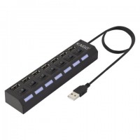 USB-��� KG-086, USB-A 2.0, 7�1, � ������������� � LED-������������, 7xUSB-A 2.0, 50 c�, ������, KAIGO, 355069 - ������� ������