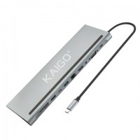 ���-������� ���-������������ KG-050, �/�, 11 � 1, USB-A 2.0/3.2, Type-C 3.2 - PD 3.0, RJ-45, SD/TF 2.0, HDMI, VGA, AUX, 250 ��, �����, KAIGO, 355070 - ������� ������