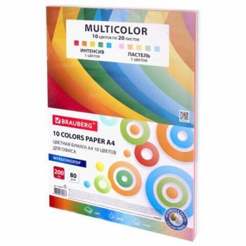   10  BRAUBERG "MULTICOLOR", 4, 80 /2, 200 ., (10  x 20 ), 114209 -  