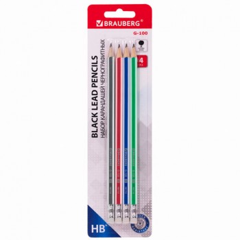 ����� ���������� �������������� BRAUBERG "G-100" 4 ��., HB, � ��������, ������ �������, 181715 - ������� ������