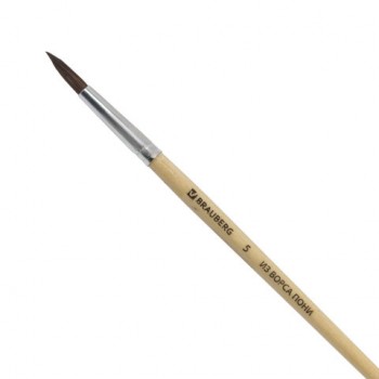 Кисть BRAUBERG, пони, круглая, № 5, 200191 - Премиум Сервис
