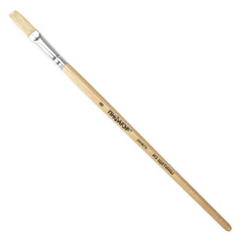 Кисть ПИФАГОР, ЩЕТИНА, плоская, № 8, деревянная лакированная ручка, пакет с подвесом, 200873 - Премиум Сервис