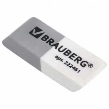 Ластик BRAUBERG, 41х14х8 мм, серо-белый, прямоугольный, скошенные края, 222461 - Премиум Сервис