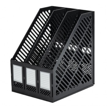 Лоток вертикальный для бумаг BRAUBERG "Office-Expert", 215 мм, 3 отделения, сборный, черный, 238017 - Премиум Сервис