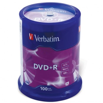 ����� DVD+R (����) VERBATIM 4,7 Gb 16x, �������� 100 ��., Cake Box, 43551 - ������� ������