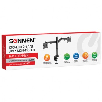 ��������� ��� ���� ��������� ���������� VESA 75�75, 100�100, 17"-32", �� 16 ��, SONNEN STATIC, 455943 - ������� ������