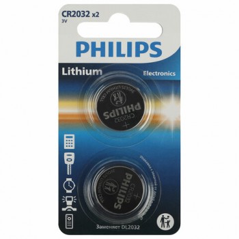 ��������� �������� 2 ��., PHILIPS Lithium, CR2032, ��������, �������, �0062716 - ������� ������