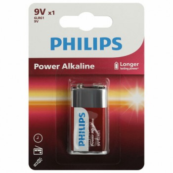   1 . PHILIPS Power Alkaline,  9V (6LR61, 6LF22, 1604A), , 0062717 -  