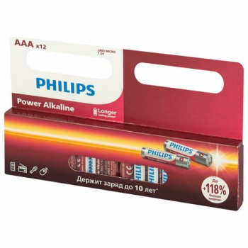 ��������� ����������� "������������" �������� 12 �� PHILIPS Power Alkaline, ��� (LR03, �0064681 - ������� ������