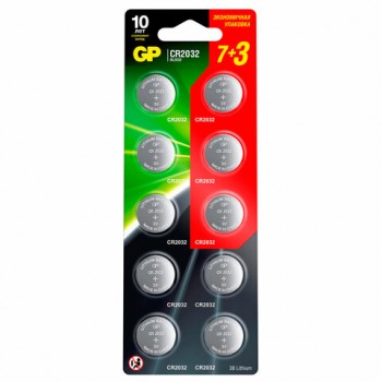   10 . ( 7+3), GP Lithium, CR2032, , , CR2032-7/3-2CR10 -  