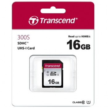 ����� ������ SDHC 16 ��, TRANSCEND UHS-I U1, 95 ��/� (class 10), TS16GSDC300S - ������� ������