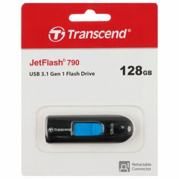 ����-���� 128 GB TRANSCEND JetFlash 790, USB 3.1, ������, TS128GJF790K - ������� ������