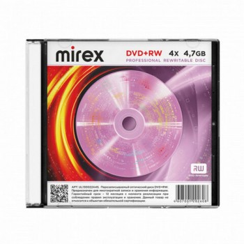 ���� DVD+RW (����) MIREX, 4,7 �� 4x Slim Case, 1 �����, UL130022A4S - ������� ������