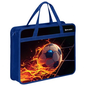 Папка на молнии с ручками BRAUBERG А4, 1 отделение, пластик, 80 мм, Burning ball, 273373 - Премиум Сервис