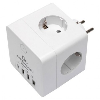 ������� ������ CABLEXPERT Cube, 4 �������, 16�, 1xType-C PD, 3�USB, �����, CUBE-4-�U3-W - ������� ������