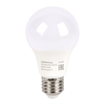 ����� ������������ SONNEN EXTRA, 7 (60) ��, �27, �����, ������ �����, 30000 �, LED A60-7W-2700-�27, 457889 - ������� ������