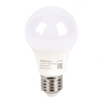 ����� ������������ SONNEN EXTRA, 10 (85) ��, �27, �����, ����������� �����, 30000 �, LED A60-10W-4000-�27, 457892 - ������� ������