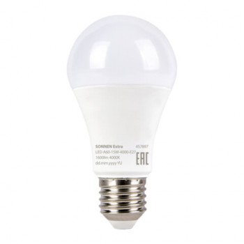 ����� ������������ SONNEN EXTRA, 15 (130) ��, �27, �����, ����������� �����, 30000 �, LED A60-15W-4000-�27, 457897 - ������� ������